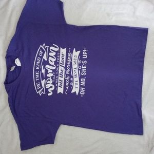 Purple tshirt with script...Be the woman